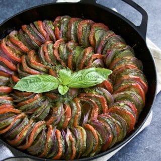 Zucchini Tomato Pesto Veggie Bake