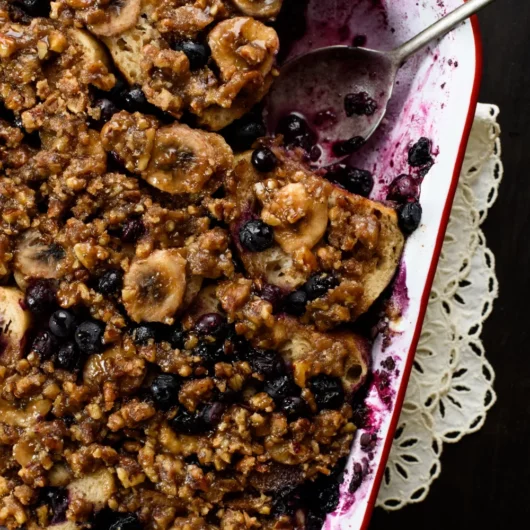 Blueberry-Banana and Praline French Toast Casserole